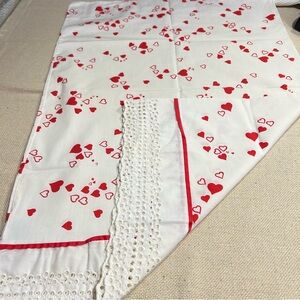 Vintage Anne Klein Hearts Eyelet Trim Pillowcase